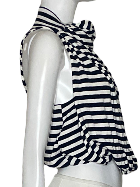 Top Padova Crop Duna Rayas de Viscosa Azul - Talla S