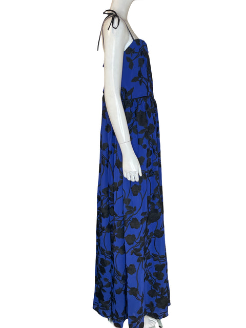 Vestido De Fiesta Alma Mia Bordado Floral Azul - Talla 10