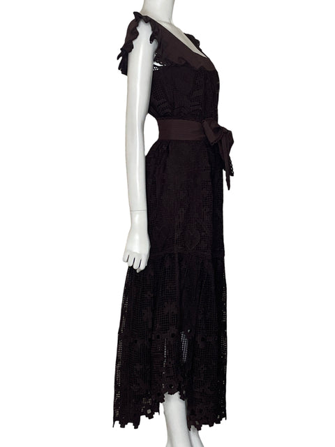 Vestido Farm Rio Pineapple Guipure de Algodón Marrón - Talla S