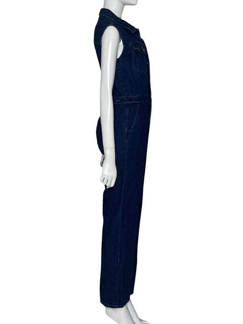 Mono Pistola Brooks Sleeveless Jumpsuit de Algodón Azul - Talla S