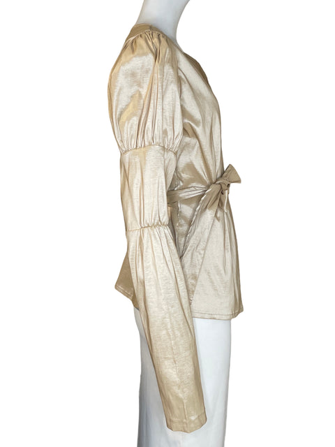 Blusa Jaqueline Hernandez Mangas abullonadas Beige - Talla M