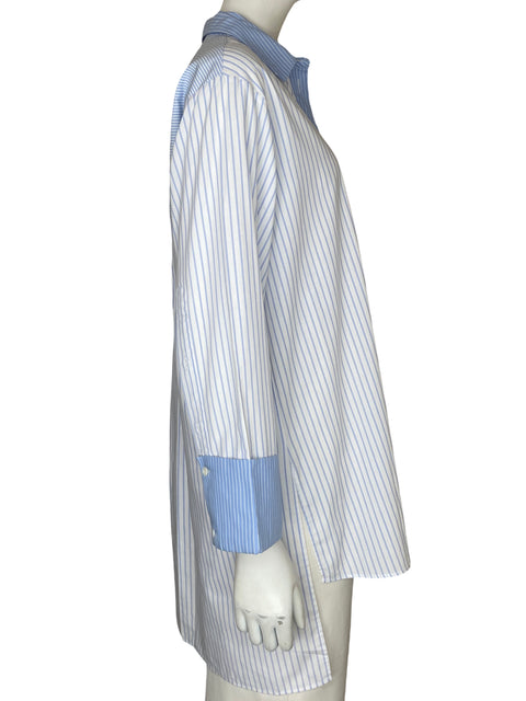 Camisa Zara de Algodón Rayas Azul - Talla XS
