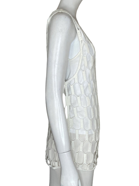 Blusa Zara de Algodón Troquelado Blanco - Talla S