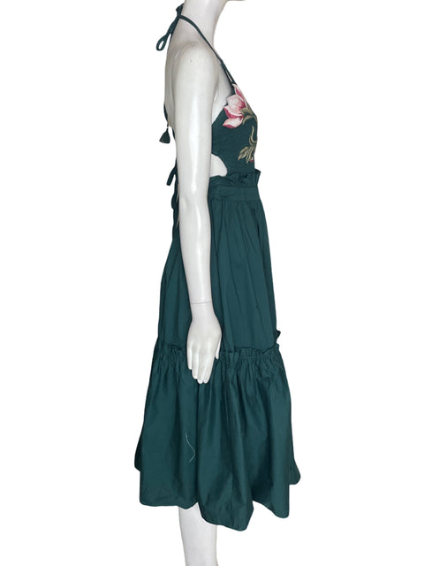 Vestido Especia de Algodón Tiras Corte a Verde - Talla XS