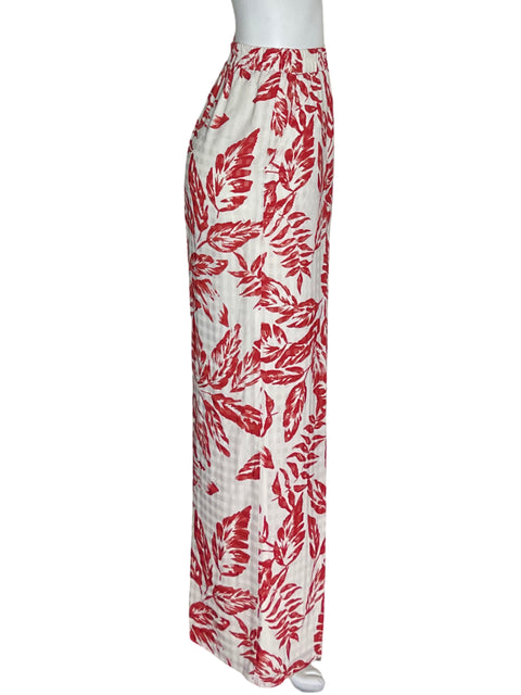 Pantalón Skies Are Blue Estampado Floral Rojo - Talla XS