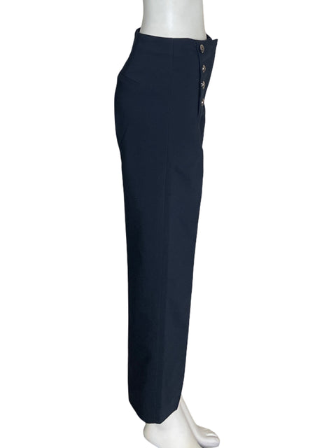 Pantalón Mng Liso Botones Azul - Talla 36