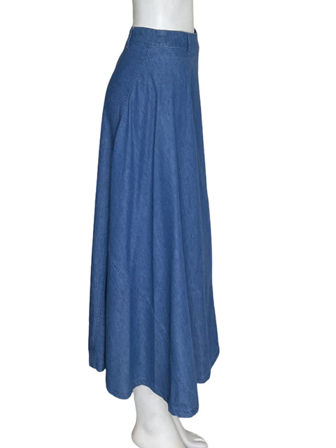 Falda Mng de Algodón Corte a Liso Azul - Talla XS