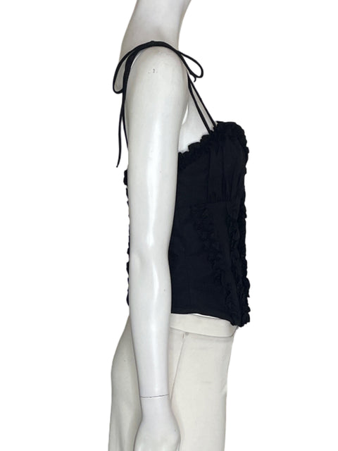 Blusa Zara de Algodón Tiras Botones Negro - Talla S