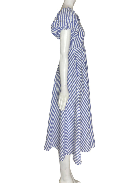 Vestido By Together Rayas Abullonado Azul - Talla S