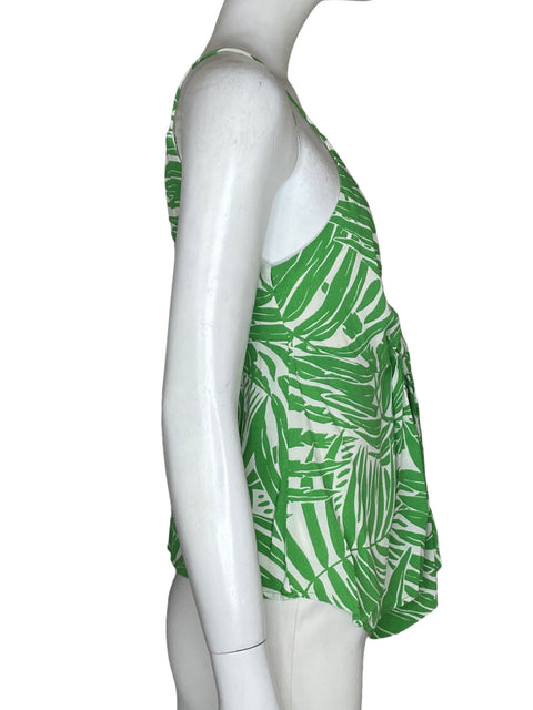 Blusa Mango de Viscosa Cuello v Estampado Verde - Talla M