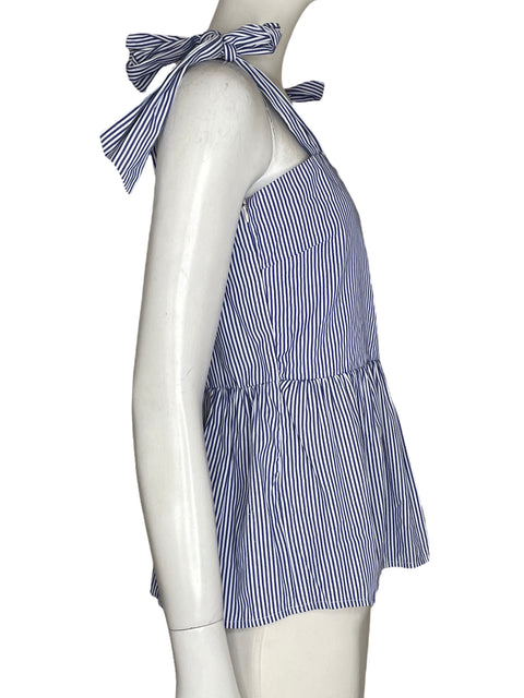 Blusa Via Vai de Algodón Estampado Rayas Azul - Talla S