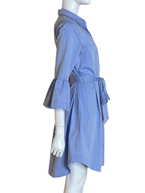 Vestido Whorthington Camisero Mangas Vuelos de Algodón Azul - Talla 10