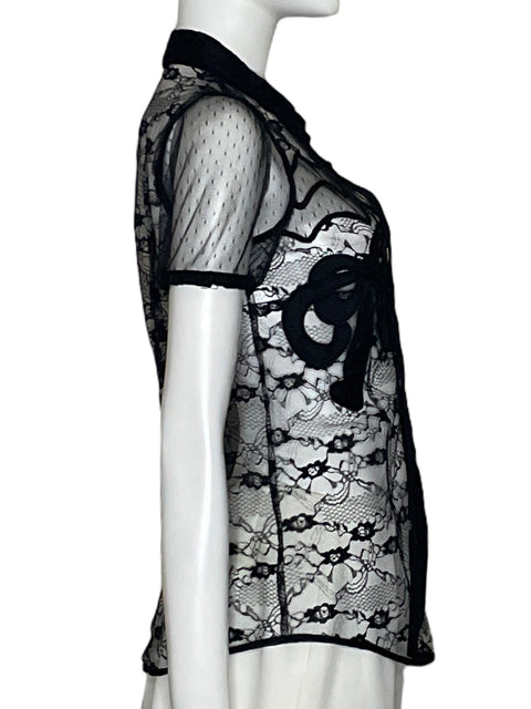 Camisa Red Valentino Encaje Transparente Negro - Talla XS