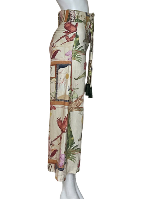 Pantalón Andrés Otalora Estampado Jungla de Lino Beige - Talla 4