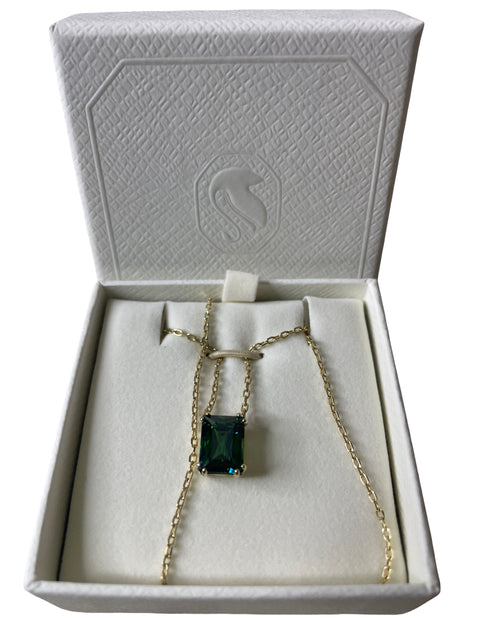 Collar Swarosky Piedras Cadena Verde - Talla U