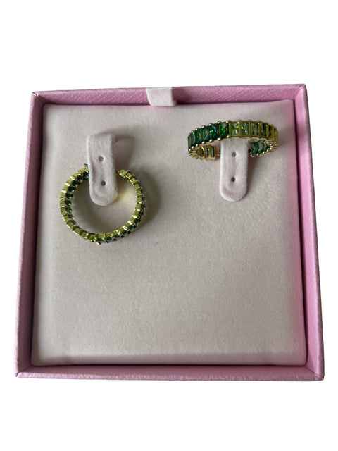 Arete Swarosky Circular Diamante Verde - Talla U