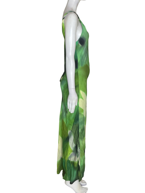 Vestido Mng Tiras Estampado Verde - Talla L