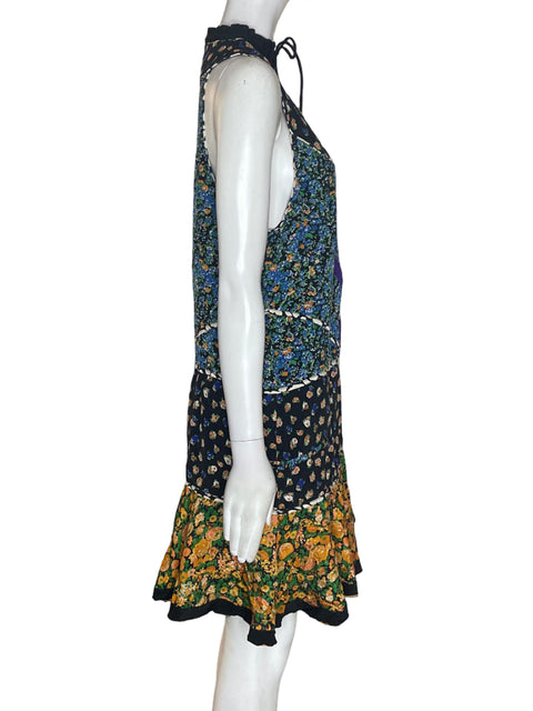 Vestido Coach Estampado Sin mangas Azul - Talla M
