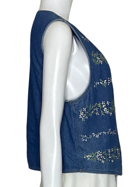 Chaleco Tesoro Tps Bordado de Algodón Azul - Talla M