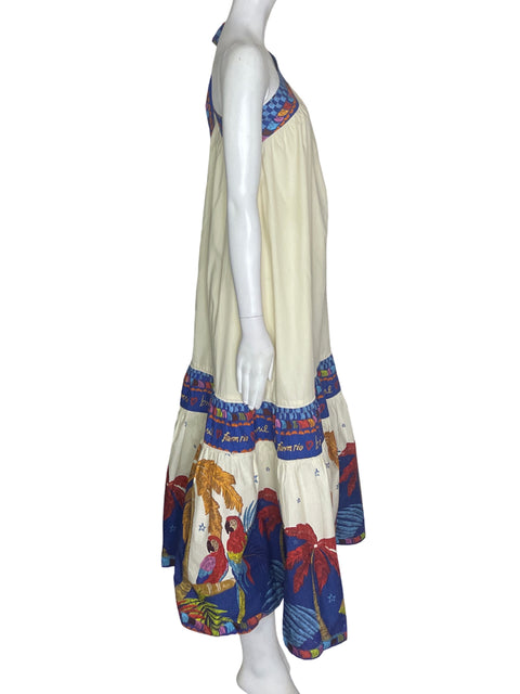 Vestido Farm de Algodón Oneshoulders Estampado Azul - Talla M