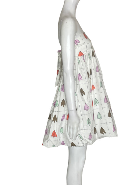 Vestido Sixxta de Algodón Strapless Estampado Blanco - Talla L