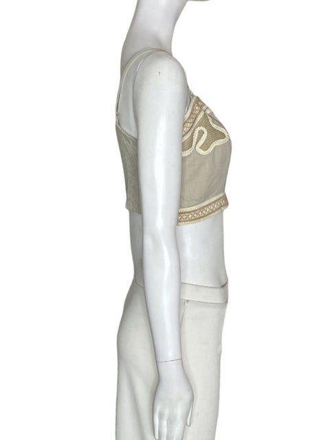 Top L Massimo Bordado Tiras Beige - Talla M