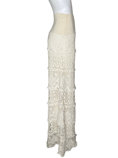 Falda Solitaire de Algodón Encaje Maxi Beige - Talla M