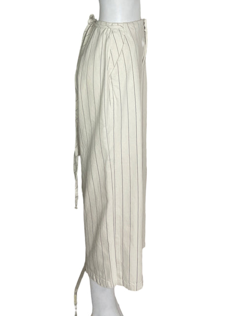 Pantalón Naf Naf de Algodón Rayas Recto Beige - Talla 10