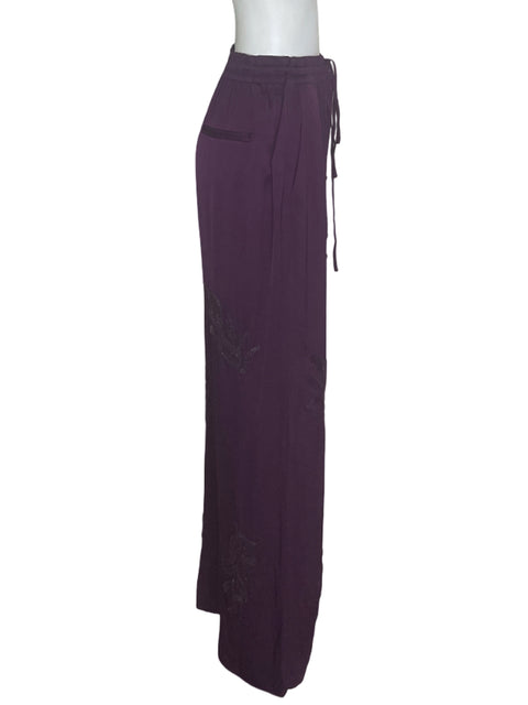 Pantalón Zara Apliques Recto Morado - Talla L