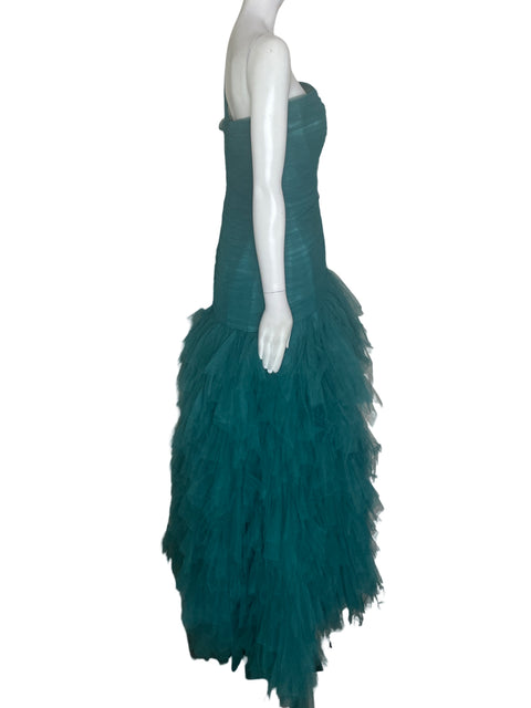 Vestido De Fiesta Two Ruchas Oneshoulder Verde - Talla 44