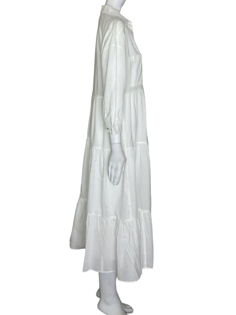 Vestido Zara de Algodón Maxi Manga larga Blanco - Talla S