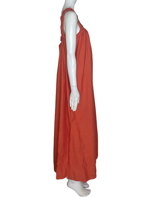 Vestido Mng de Algodón Liso Tiras Naranja - Talla M