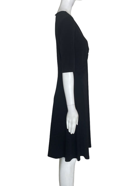 Vestido Anne Klein Cuello v Manga corta Negro - Talla M