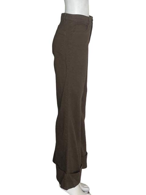 Pantalón Massimo Dutti de Algodón Ajustado Palazo Marrón - Talla 6