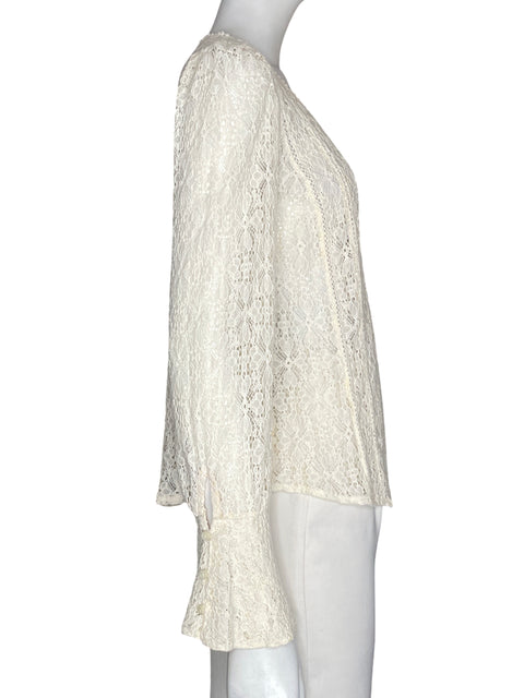 Blusa Hinge de Algodón Encaje Floral Beige - Talla XXS