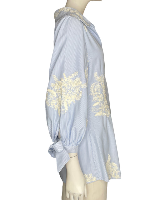 Blusa Alice + Olivia Rayas Bordado Azul - Talla S