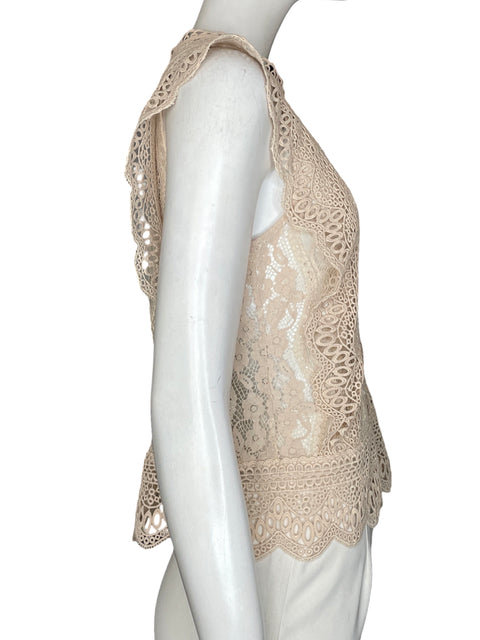 Blusa Zara Troquelado Cropped Beige - Talla S