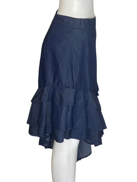 Falda Alfa & Omega de Algodón Rucha Asimétrico Azul - Talla S