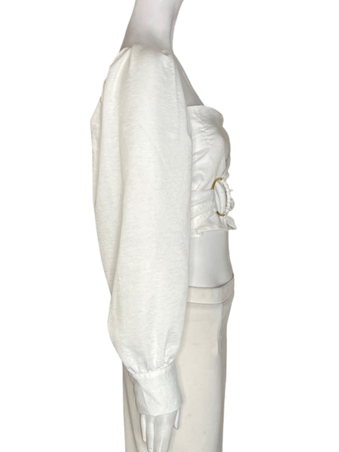 Blusa Zooca Abullonado Liso Blanco - Talla M
