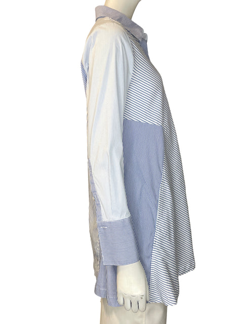 Blusa Chico's de Algodón Manga larga Rayas Azul - Talla 0