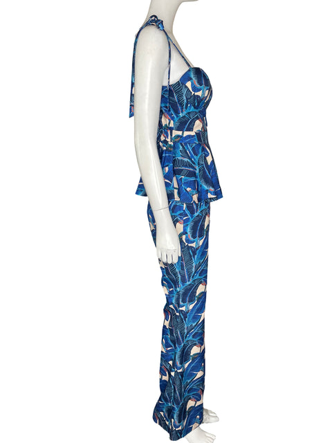Conjunto Mulla de Lino Wide-leg Estampado Azul - Talla S