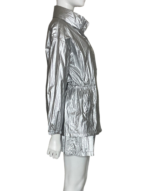 Conjunto Oysho Gorpcore Metalizado Plateado - Talla M