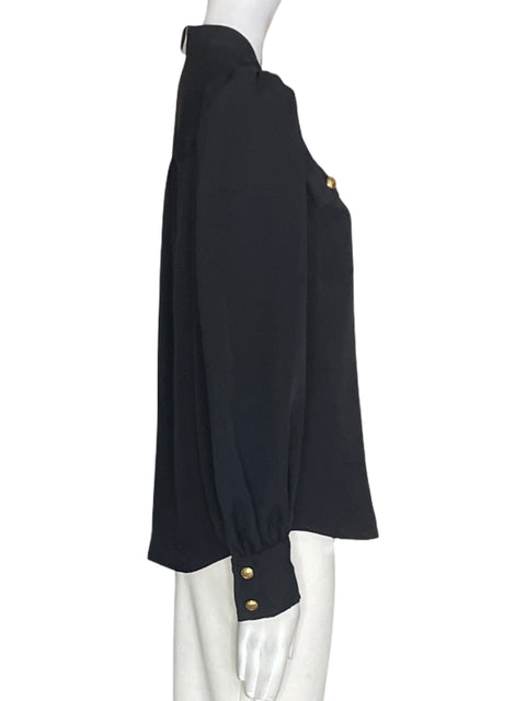 Blusa Express Abullonado Botones Negro - Talla S