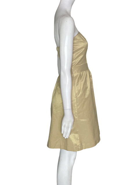 Vestido Kenneth Cole Strapless Satinado Dorado - Talla 4