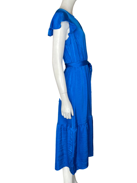 Vestido Lucky Brand Mangas flutter Satinado Azul - Talla S