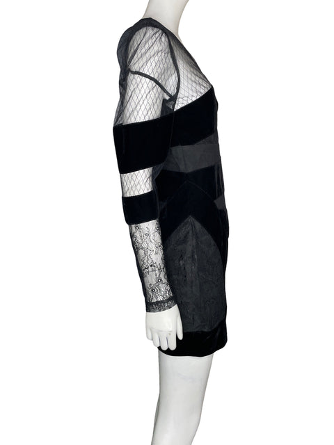 Vestido Asilio Cuello v Tejido Negro - Talla 4