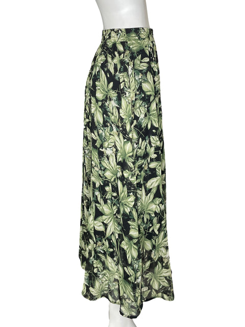 Falda Listicle Midi Plisado Verde - Talla S