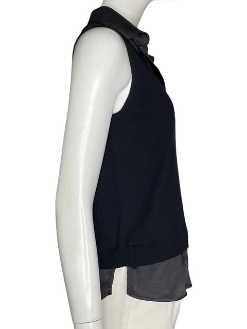 Blusa J. Society New York de Algodón Cuello v Satinado Negro - Talla S