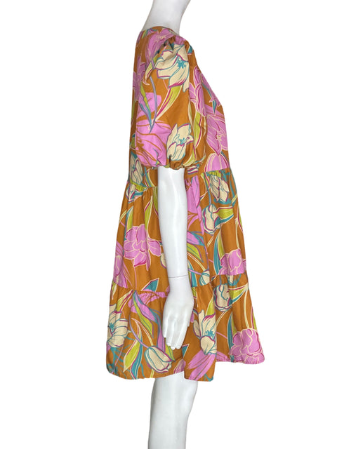 Vestido Flying Tomato Estampado Abullonado Rosado - Talla S