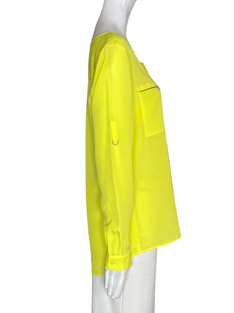 Blusa Anne Klein Manga larga Botones Amarillo - Talla M